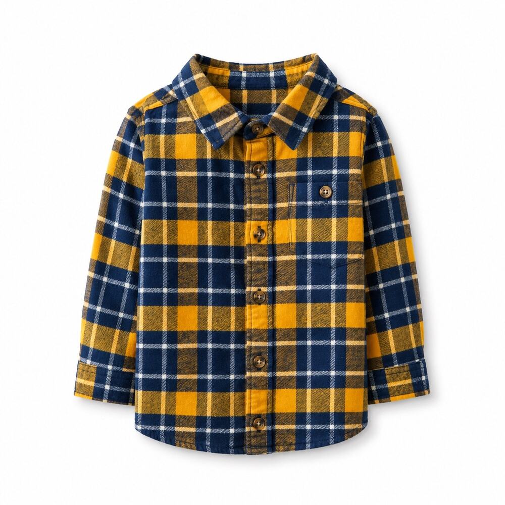 Hanna Andersson Yellow Plaid Fireside Flannel Shirt 2T (85 cm)